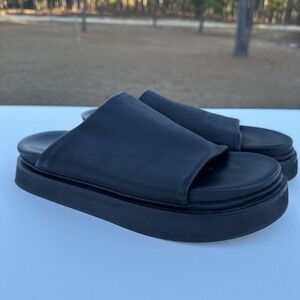 Cos Leather Platform Slides Womens 11 / Mens 9 Black‎ Chunky Slip on Retail $120